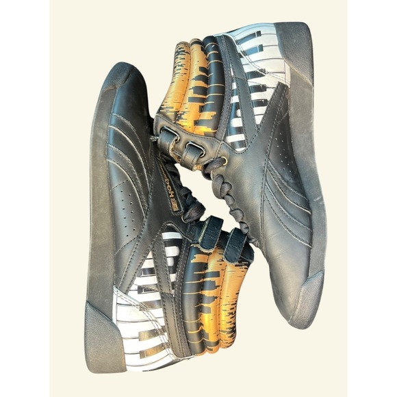Reebok Shoes - Reebok Freestyle High Top Alicia Keys Deadstock Black Gold Piano Keys Women's 7
